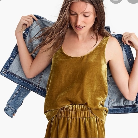 NWOT J CREW Velvet Tank Top in Olive Green 2 - Picture 2 of 4